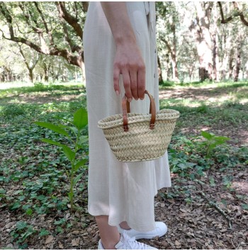 Mini Flower Basket With Leather Handle