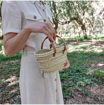 Mini Flower Basket With Leather Handle