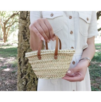Mini Flower Basket With Leather Handle