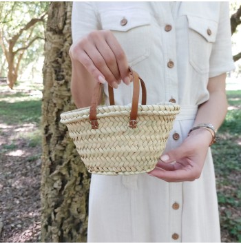 Mini Flower Basket With Leather Handle