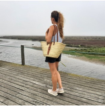 French shopping basket straw bag