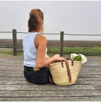 French shopping basket straw bag