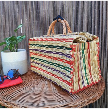 Multicolor Bohemian Straw Bag