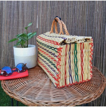Multicolor Bohemian Straw Bag