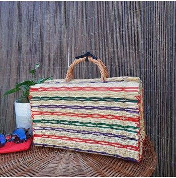 Multicolor Bohemian Straw Bag