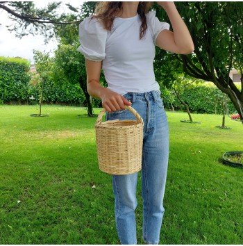 Vintage rattan basket bag