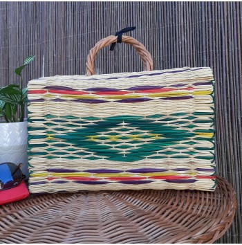 Colorful diamond pattern handbag