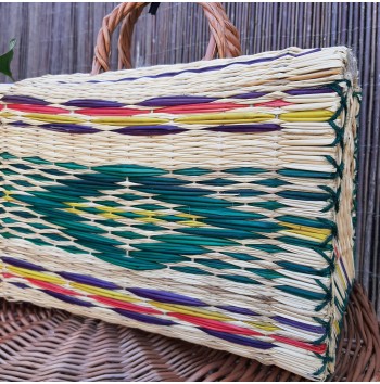 Colorful diamond pattern handbag