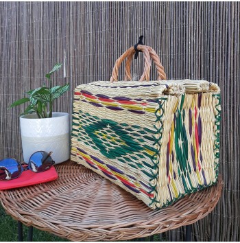 Colorful diamond pattern handbag