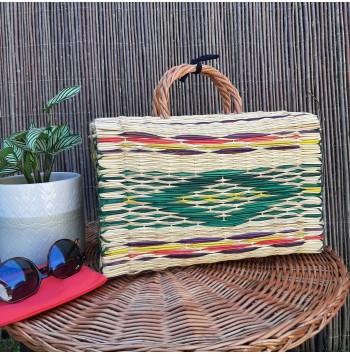 Colorful diamond pattern handbag