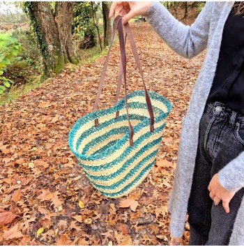 Green Striped Large Tote
