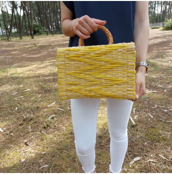 Vintage Yellow Straw Basket Bag