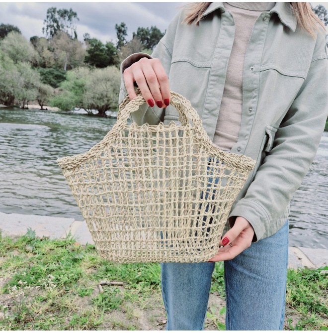 Mesh Straw Tote Bag