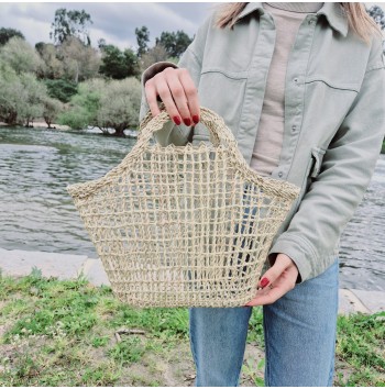 Mesh Straw Tote Bag