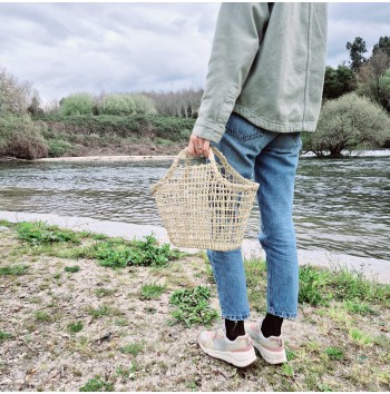 Mesh Straw Tote Bag