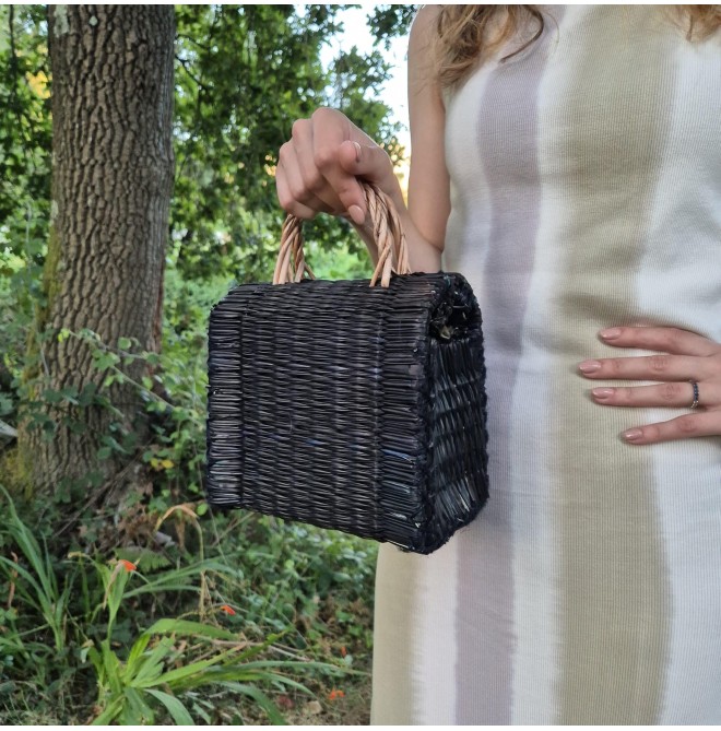 Black Reed Basket Bag