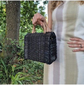 Black Reed Basket Bag