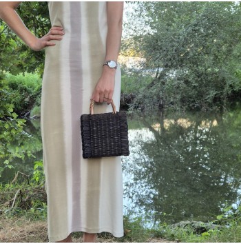 Black Reed Basket Bag