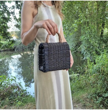 Black Reed Basket Bag
