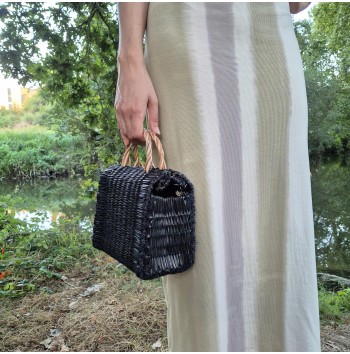 Black Reed Basket Bag